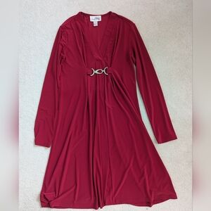 Joseph Ribkoff Red Long Sleeve Dress with V-Neck